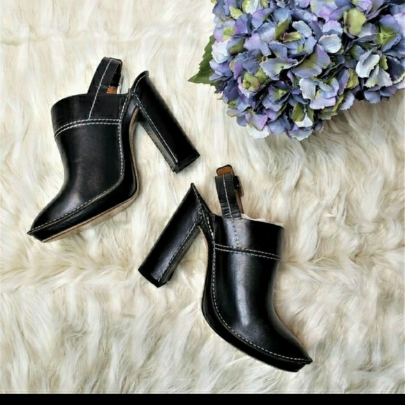 NIB CHLOE Black Leather Slingback Heeled Mules 8.5 - Picture 12 of 13